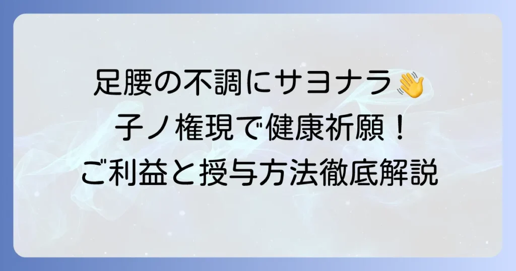 子ノ権現のお守りで足腰健康を願う！ご利益と授与方法を徹底解説