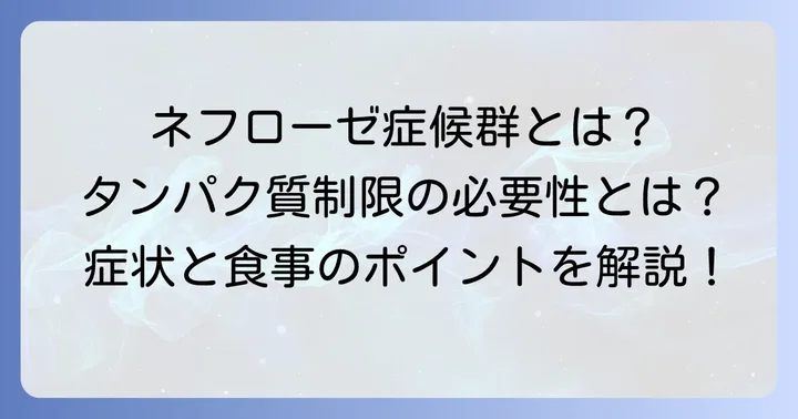 ネフローゼ症候群とは?タンパク質制限が必要な理由