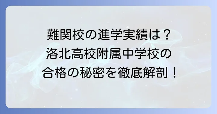 洛北高校附属中学校の進学実績と高い評判