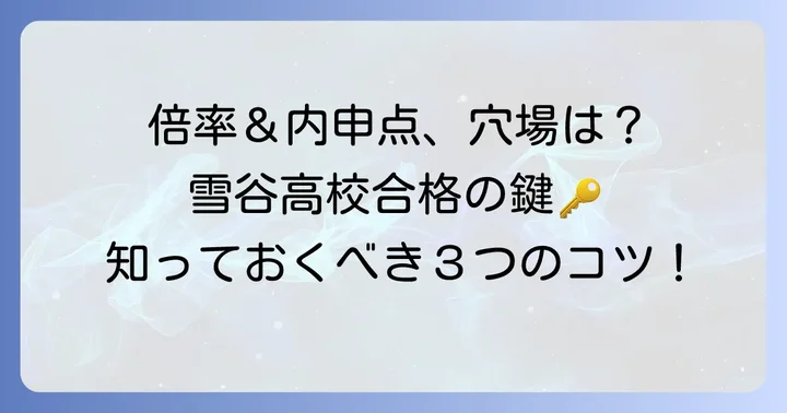 合格を掴む!雪谷高校の入試倍率と内申点の目安