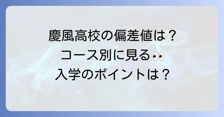 慶風高校の偏差値は？コース別に詳しく解説