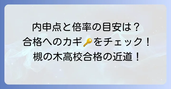 槻の木高校合格に必要な内申点と入試倍率の傾向