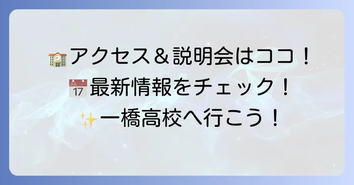 都立一橋高校へのアクセスと学校説明会情報