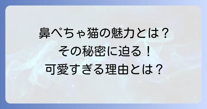 鼻ぺちゃ猫とは？その特徴と人気の理由