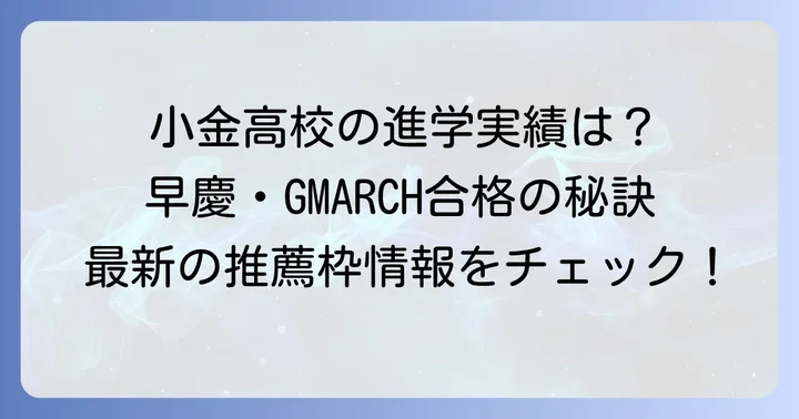 小金高校の指定校推薦枠と進学実績