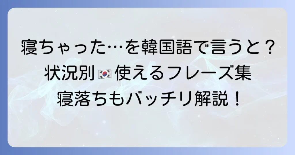 寝ちゃった韓国語表現を徹底解説！状況別使い分けと例文集