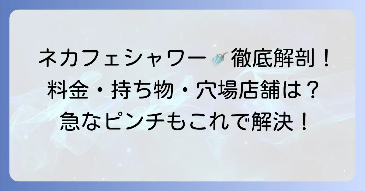 ネカフェでシャワーだけの利用は可能？料金や持ち物、おすすめ店舗を徹底解説