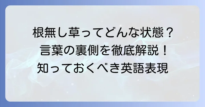 「根無し草」が持つ意味合いを深く理解する