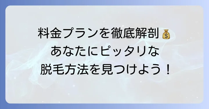 Neqst脱毛の料金体系とプランの種類