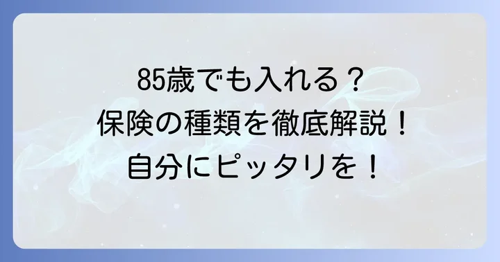 85歳まで加入できる死亡保険の種類