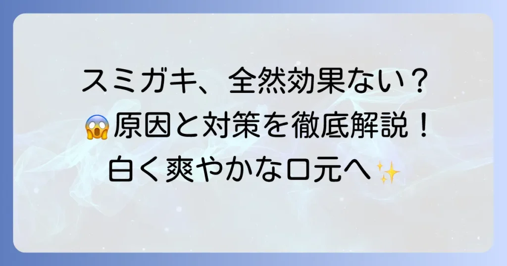 スミガキの効果がないと感じるあなたへ！効果が出ない理由と正しい使い方を徹底解説