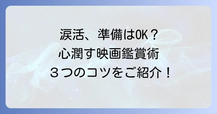 観る前に準備したい！涙活をより深く楽しむコツ