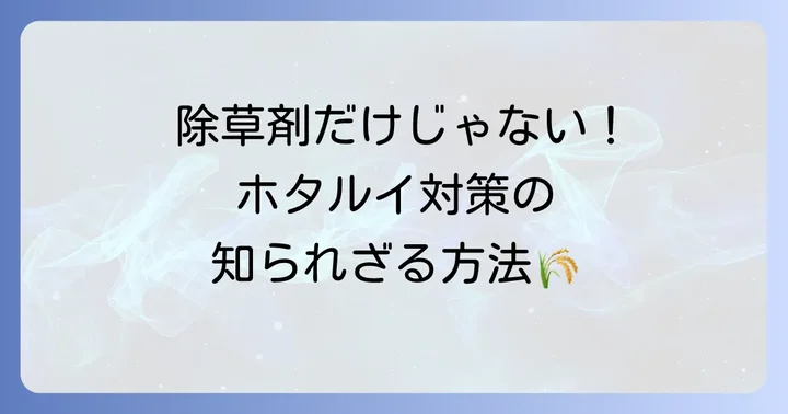 除草剤だけに頼らない！ホタルイの耕種的防除とその他の対策
