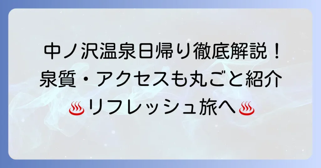 中ノ沢温泉の日帰り入浴：おすすめ徹底解説！泉質とアクセスも紹介