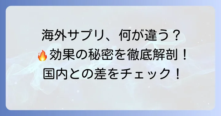 海外脂肪燃焼サプリが注目される理由とは？