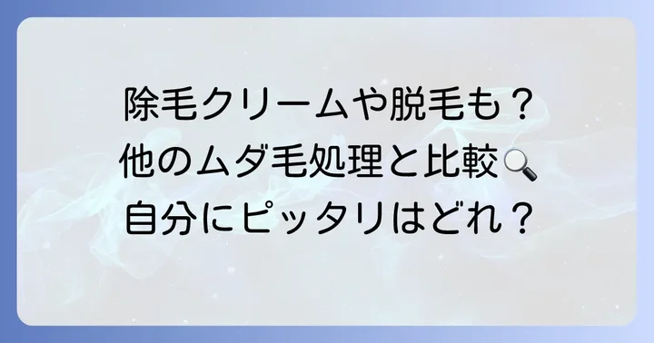 VIOフェリエ以外で脇毛処理を検討する際の選択肢