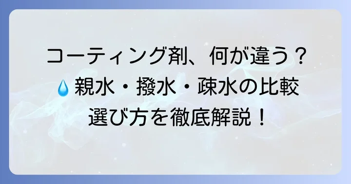 親水コーティングとは？撥水・疎水との違いを徹底解説