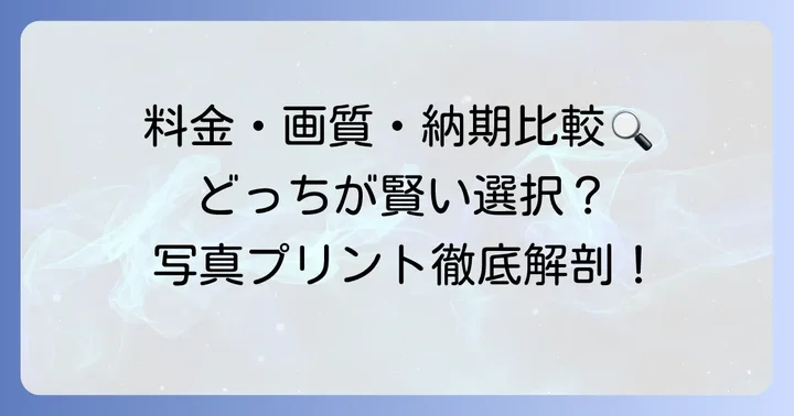 料金・画質・納期を徹底比較！あなたに合うのはどっち？