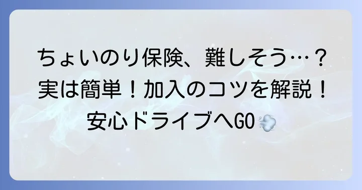 ちょいのり保険の加入方法と注意点