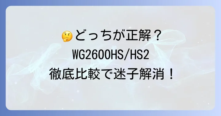 あなたはどちらを選ぶべき？利用シーン別おすすめWG2600HS/HS2