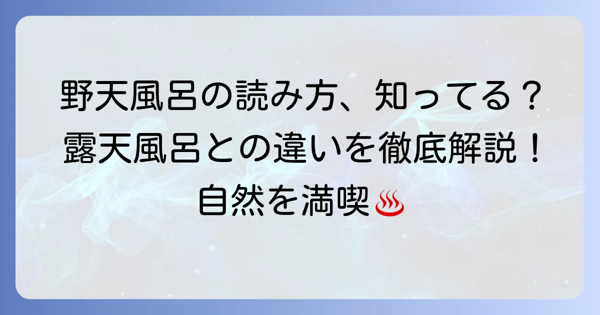 野天風呂の読み方徹底解説！露天風呂との違いや魅力を深掘り