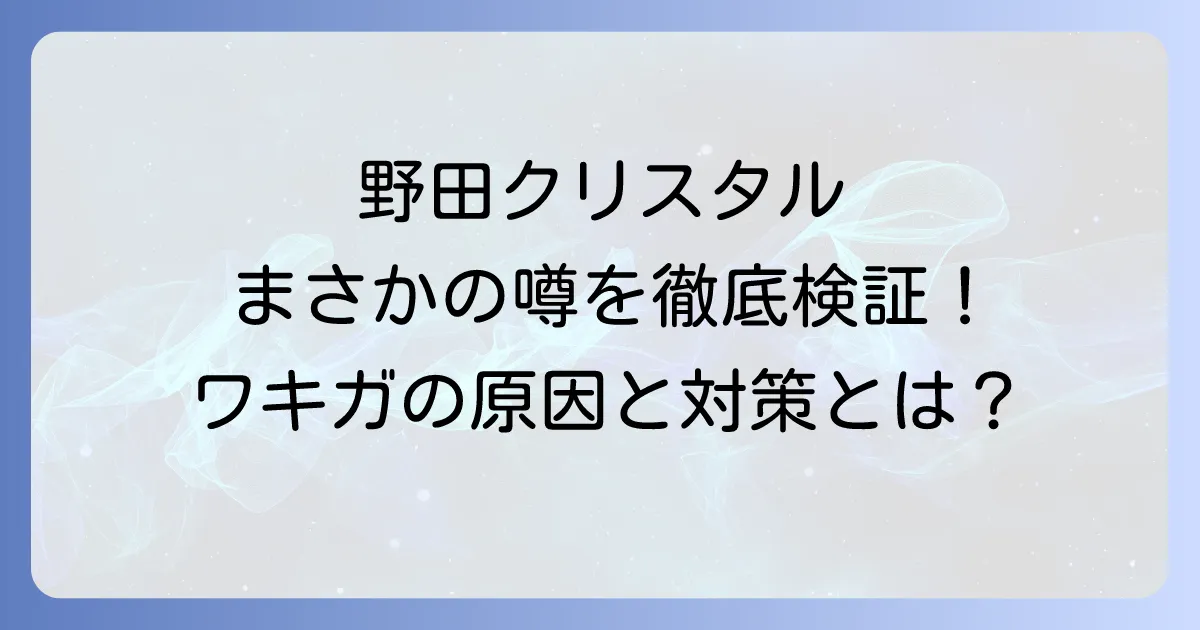 野田クリスタルさんのワキガの噂は本当？原因と対策を徹底解説！