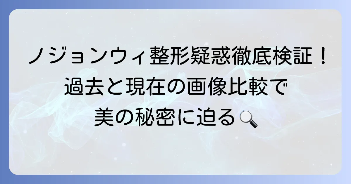 ノジョンウィの整形疑惑の真相を徹底検証！過去と現在の画像を比較して美しさの秘密に迫る