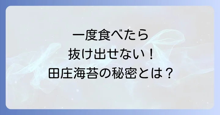 絶品と評判の「田庄海苔」とは?その魅力に迫る