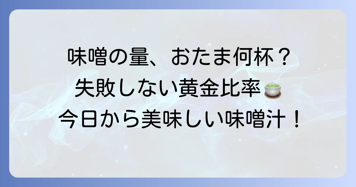 味噌汁の味噌の量はおたま何杯？失敗しない黄金比率と美味しい調整方法