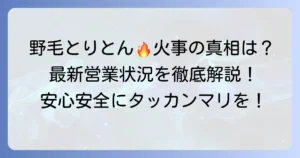 野毛とりとんで火事？真相と現在の営業状況を徹底解説