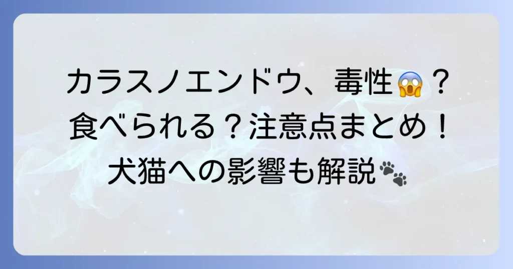 カラスノエンドウの毒性を徹底解説！食べられる部位と危険な注意点