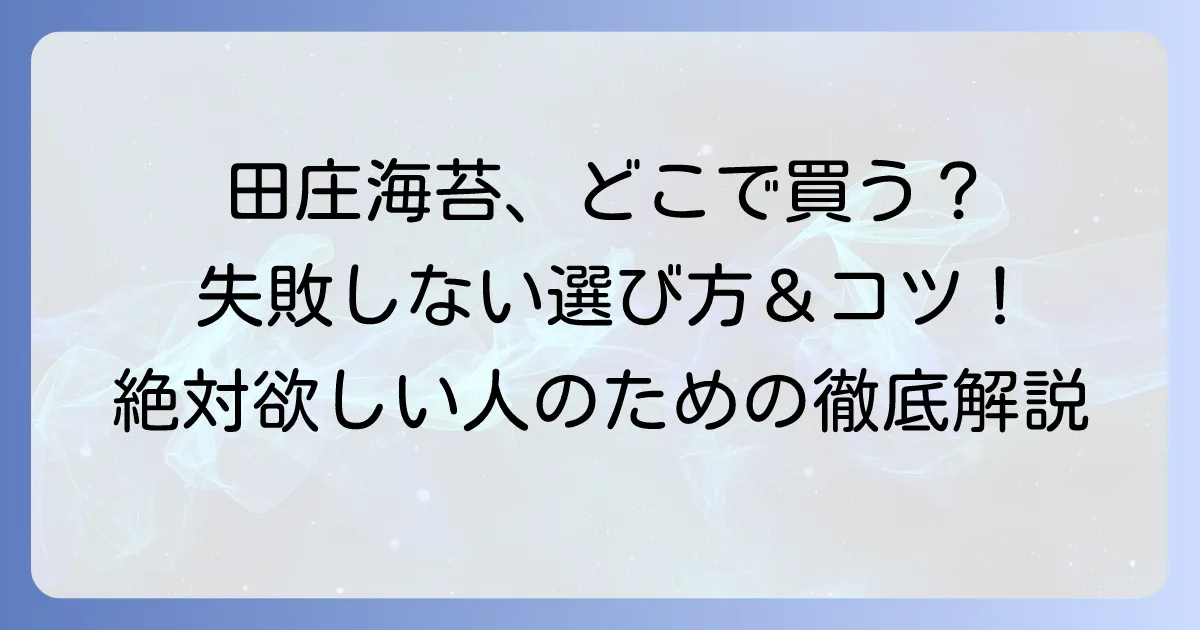 田庄海苔の買い方と購入場所を徹底解説！失敗しない選び方とコツ