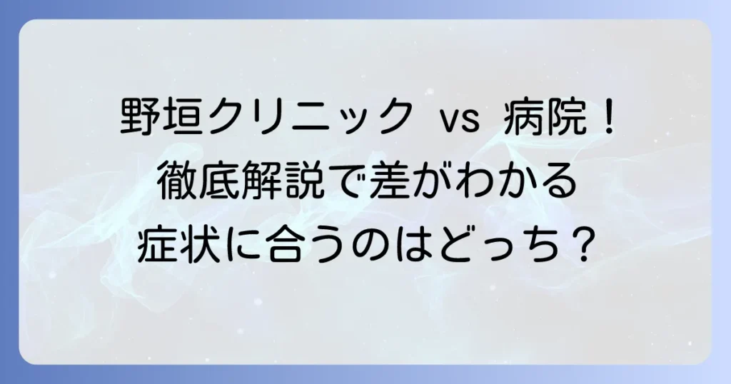野垣クリニックと野垣病院の違いを徹底解説！あなたの症状に合うのはどちら？